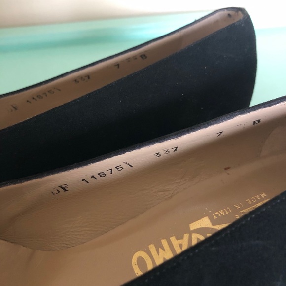 Vintage Salvatore Ferragamo Black Suede Flats - Picture 7 of 9